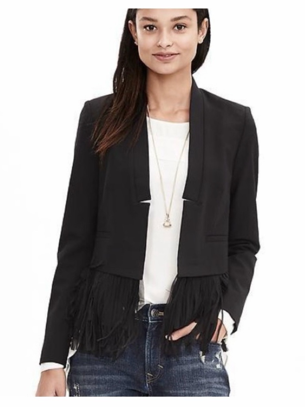 Black Women's Tailored Open-Front Blazer
